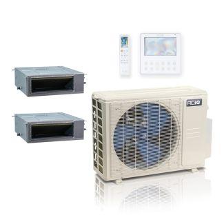 18,000 BTU ACiQ Standard 20 SEER2 Dual Zone Concealed Duct Mini Split Heat Pump System - R454B | 230V - 12 + 12
