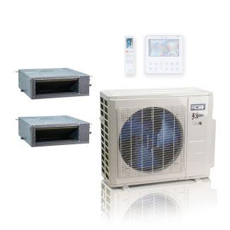 27,000 BTU ACiQ Extreme 19 SEER2 Dual Zone Concealed Duct Mini Split Heat Pump System - R454B | 230V - 12 + 24