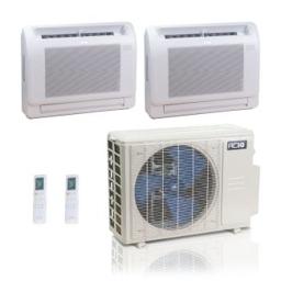 36,000 BTU ACiQ Standard 24 SEER2 Dual Zone Floor Mount Mini Split Heat Pump System - R454B | 230V - 12 + 12