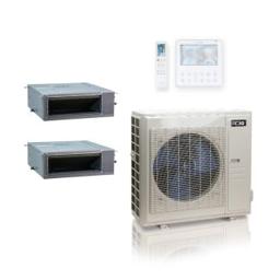 55,000 BTU ACiQ Standard 18 SEER2 Dual Zone Concealed Duct Mini Split Heat Pump System - R454B | 230V - 18 + 24