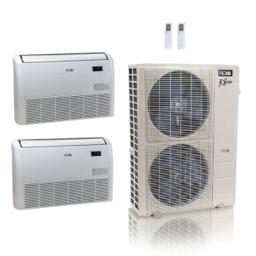 55,000 BTU ACiQ Extreme 22.2 SEER2 Dual Zone Floor Mount Mini Split Heat Pump System - R454B | 230V - 24 + 24