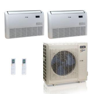 36,000 BTU ACiQ Extreme 23 SEER2 Dual Zone Floor Mount Mini Split Heat Pump System - R454B | 230V - 24 + 24
