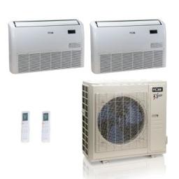 36,000 BTU ACiQ Extreme 23 SEER2 Dual Zone Floor Mount Mini Split Heat Pump System - R454B | 230V - 24 + 24