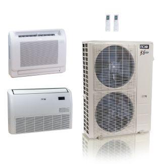 48,000 BTU ACiQ Extreme 23 SEER2 Dual Zone Floor Mount Mini Split Heat Pump System - R454B | 230V - 12 + 24