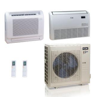 36,000 BTU ACiQ Extreme 23 SEER2 Dual Zone Floor Mount Mini Split Heat Pump System - R454B | 230V - 12 + 18