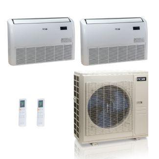 55,000 BTU ACiQ Standard 22 SEER2 Dual Zone Floor Mount Mini Split Heat Pump System - R454B | 230V - 24 + 24