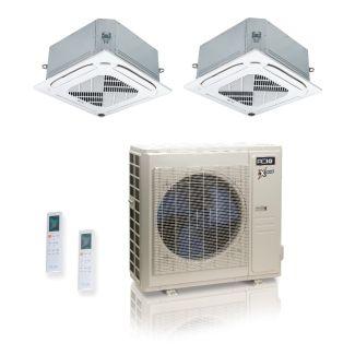 36,000 BTU ACiQ Extreme 23 SEER2 Dual Zone Ceiling Cassette Mini Split Heat Pump System - R454B | 230V - 24 + 24