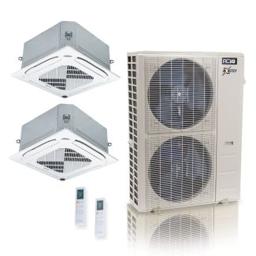 55,000 BTU ACiQ Extreme 22.2 SEER2 Dual Zone Ceiling Cassette Mini Split Heat Pump System - R454B | 230V - 24 + 24