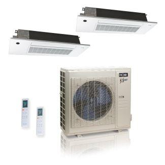 36,000 BTU ACiQ Extreme 23 SEER2 Dual Zone Slim Ceiling Cassette Mini Split Heat Pump System - R454B | 230V - 18 + 18