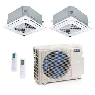18,000 BTU ACiQ Standard 25.1 SEER2 Dual Zone Ceiling Cassette Mini Split Heat Pump System - R454B | 230V - 9 + 12