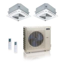 55,000 BTU ACiQ Standard 22 SEER2 Dual Zone Ceiling Cassette Mini Split Heat Pump System - R454B | 230V - 24 + 24