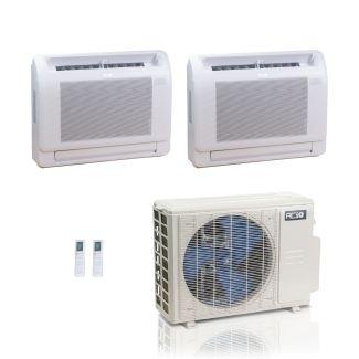 18,000 BTU ACiQ Standard 25.1 SEER2 Dual Zone Floor Mount Mini Split Heat Pump System - R454B | 230V - 9 + 12
