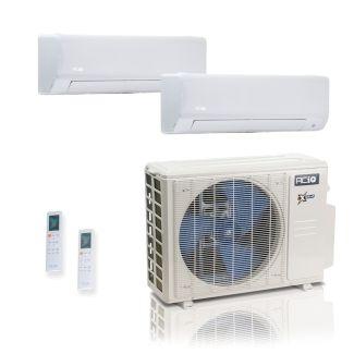 18,000 BTU ACiQ Extreme 25 EER2 Dual Zone Wall Mount Mini Split Heat Pump System - R454B | 230V - 9 + 9