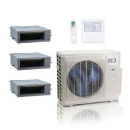 36,000 BTU ACiQ Standard 20 SEER2 3 Zone Concealed Duct Mini Split Heat Pump System - R454B | 230V - 12 + 12 + 24