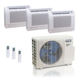 27,000 BTU ACiQ Extreme 23 SEER2 3 Zone Floor Mount Mini Split Heat Pump System - R454B | 230V - 12 + 12 + 12
