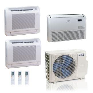 36,000 BTU ACiQ Standard 24 SEER2 3 Zone Floor Mount Mini Split Heat Pump System - R454B | 230V - 9 + 12 + 24