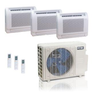 36,000 BTU ACiQ Standard 24 SEER2 3 Zone Floor Mount Mini Split Heat Pump System - R454B | 230V - 9 + 12 + 12