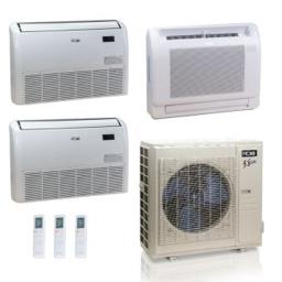 36,000 BTU ACiQ Extreme 23 SEER2 3 Zone Floor Mount Mini Split Heat Pump System - R454B | 230V - 12 + 18 + 18