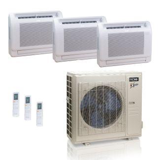36,000 BTU ACiQ Extreme 23 SEER2 3 Zone Floor Mount Mini Split Heat Pump System - R454B | 230V - 12 + 12 + 12