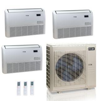 55,000 BTU ACiQ Standard 22 SEER2 3 Zone Floor Mount Mini Split Heat Pump System - R454B | 230V - 18 + 18 + 18