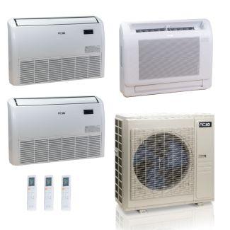 55,000 BTU ACiQ Standard 22 SEER2 3 Zone Floor Mount Mini Split Heat Pump System - R454B | 230V - 9 + 18 + 24