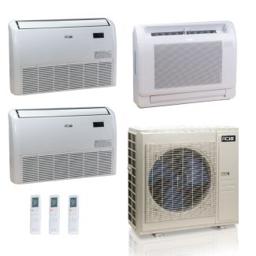 55,000 BTU ACiQ Standard 22 SEER2 3 Zone Floor Mount Mini Split Heat Pump System - R454B | 230V - 9 + 18 + 24