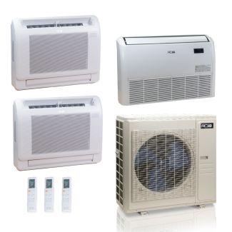 55,000 BTU ACiQ Standard 22 SEER2 3 Zone Floor Mount Mini Split Heat Pump System - R454B | 230V - 12 + 12 + 24