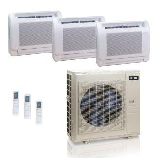 48,000 BTU ACiQ Standard 24 SEER2 3 Zone Floor Mount Mini Split Heat Pump System - R454B | 230V - 12 + 12 + 12