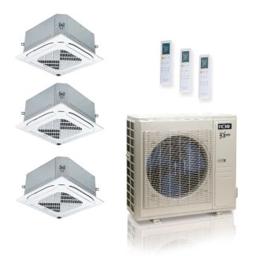 36,000 BTU ACiQ Extreme 23 SEER2 3 Zone Ceiling Cassette Mini Split Heat Pump System - R454B | 230V - 12 + 12 + 24