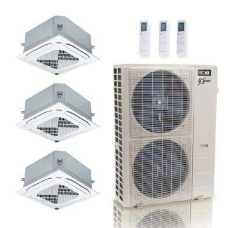 55,000 BTU ACiQ Extreme 22.2 SEER2 3 Zone Ceiling Cassette Mini Split Heat Pump System - R454B | 230V - 12 + 18 + 24
