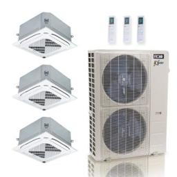 55,000 BTU ACiQ Extreme 22.2 SEER2 3 Zone Ceiling Cassette Mini Split Heat Pump System - R454B | 230V - 12 + 18 + 24