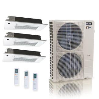 55,000 BTU ACiQ Extreme 22.2 SEER2 3 Zone Slim Ceiling Cassette Mini Split Heat Pump System - R454B | 230V - 18 + 18 + 18