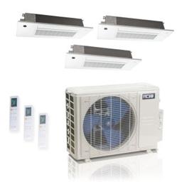18,000 BTU ACiQ Standard 25.1 SEER2 3 Zone Slim Ceiling Cassette Mini Split Heat Pump System - R454B | 230V - 6 + 9 + 9