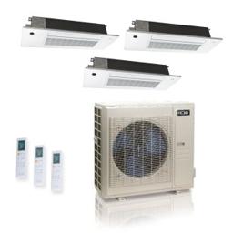 55,000 BTU ACiQ Standard 22 SEER2 3 Zone Slim Ceiling Cassette Mini Split Heat Pump System - R454B | 230V - 18 + 18 + 18