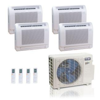 27,000 BTU ACiQ Extreme 23 SEER2 4 Zone Floor Mount Mini Split Heat Pump System - R454B | 230V - 9 + 9 + 9 + 9