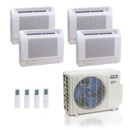 27,000 BTU ACiQ Extreme 23 SEER2 4 Zone Floor Mount Mini Split Heat Pump System - R454B | 230V - 9 + 9 + 9 + 9