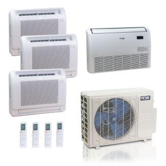36,000 BTU ACiQ Standard 24 SEER2 4 Zone Floor Mount Mini Split Heat Pump System - R454B | 230V - 9 + 9 + 12 + 18