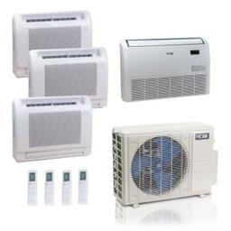 36,000 BTU ACiQ Standard 24 SEER2 4 Zone Floor Mount Mini Split Heat Pump System - R454B | 230V - 9 + 9 + 12 + 18