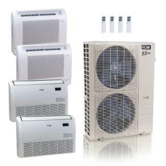 55,000 BTU ACiQ Extreme 22.2 SEER2 4 Zone Floor Mount Mini Split Heat Pump System - R454B | 230V - 12 + 12 + 18 + 24