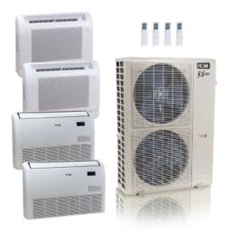 55,000 BTU ACiQ Extreme 22.2 SEER2 4 Zone Floor Mount Mini Split Heat Pump System - R454B | 230V - 12 + 12 + 18 + 24