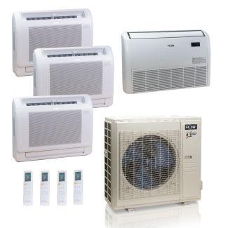 36,000 BTU ACiQ Extreme 23 SEER2 4 Zone Floor Mount Mini Split Heat Pump System - R454B | 230V - 9 + 9 + 12 + 18