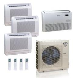 36,000 BTU ACiQ Extreme 23 SEER2 4 Zone Floor Mount Mini Split Heat Pump System - R454B | 230V - 9 + 9 + 12 + 18