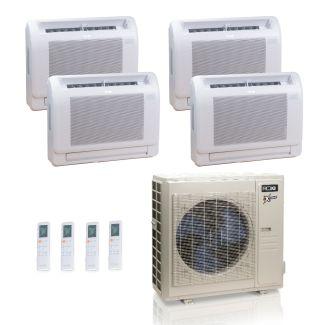 36,000 BTU ACiQ Extreme 23 SEER2 4 Zone Floor Mount Mini Split Heat Pump System - R454B | 230V - 9 + 9 + 9 + 12