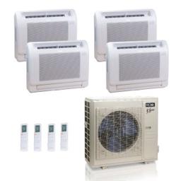36,000 BTU ACiQ Extreme 23 SEER2 4 Zone Floor Mount Mini Split Heat Pump System - R454B | 230V - 9 + 9 + 9 + 12
