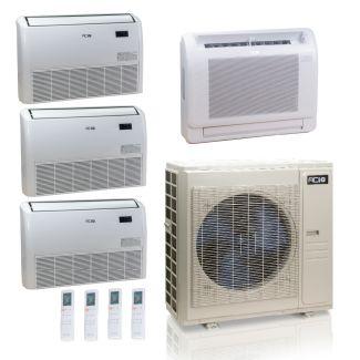 55,000 BTU ACiQ Standard 22 SEER2 4 Zone Floor Mount Mini Split Heat Pump System - R454B | 230V - 9 + 18 + 18 + 18