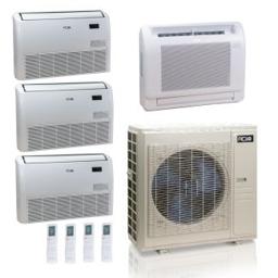 55,000 BTU ACiQ Standard 22 SEER2 4 Zone Floor Mount Mini Split Heat Pump System - R454B | 230V - 9 + 18 + 18 + 18