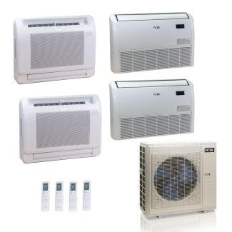 55,000 BTU ACiQ Standard 22 SEER2 4 Zone Floor Mount Mini Split Heat Pump System - R454B | 230V - 12 + 12 + 18 + 24