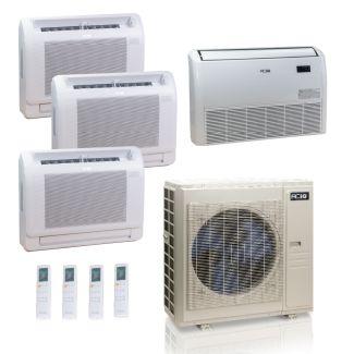 55,000 BTU ACiQ Standard 22 SEER2 4 Zone Floor Mount Mini Split Heat Pump System - R454B | 230V - 12 + 12 + 12 + 24