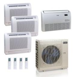 55,000 BTU ACiQ Standard 22 SEER2 4 Zone Floor Mount Mini Split Heat Pump System - R454B | 230V - 12 + 12 + 12 + 24