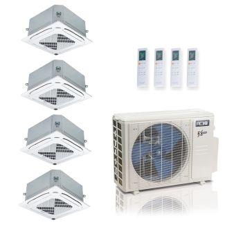 27,000 BTU ACiQ Extreme 23 SEER2 4 Zone Ceiling Cassette Mini Split Heat Pump System - R454B | 230V - 9 + 9 + 9 + 9